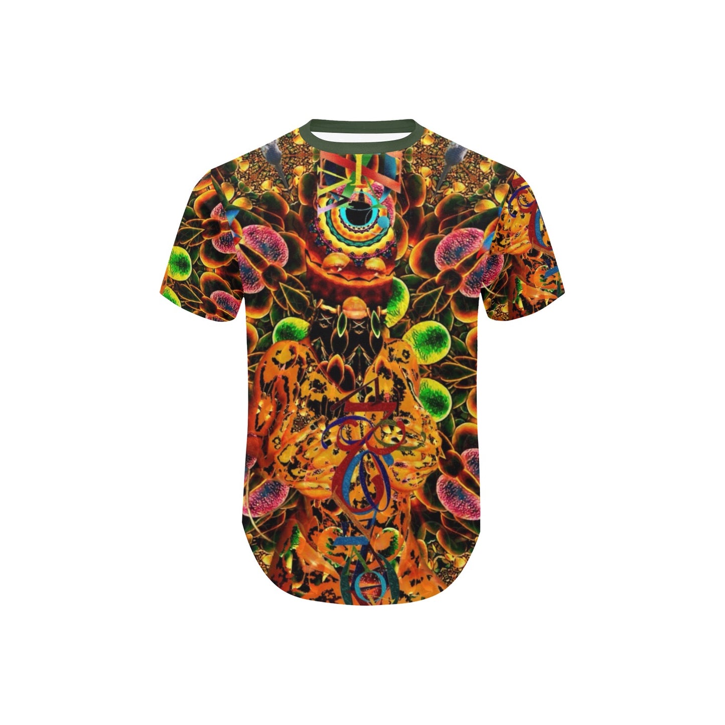 Men's All Over Print Curved Hem T-Shirt (T76)