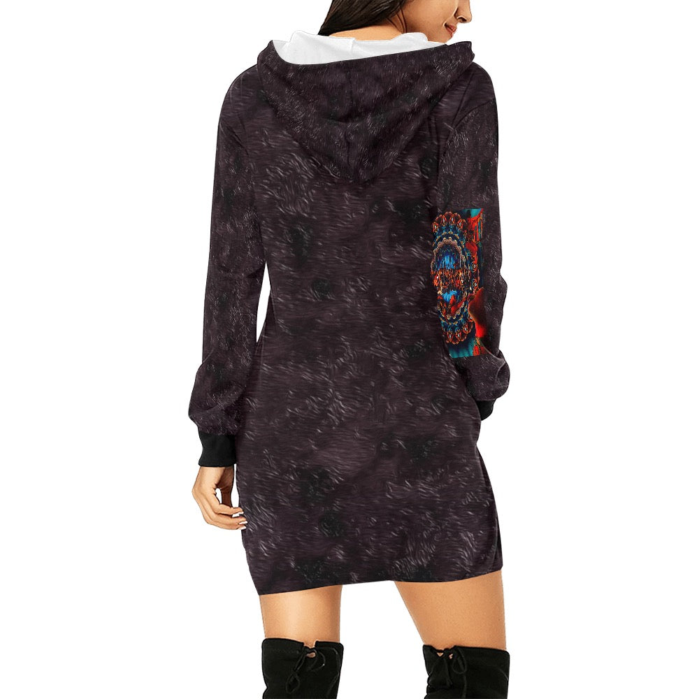 Women's All Over Print Hoodie Mini Dress (H27)