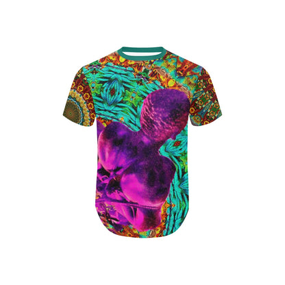 Men's All Over Print Curved Hem T-Shirt (T76)