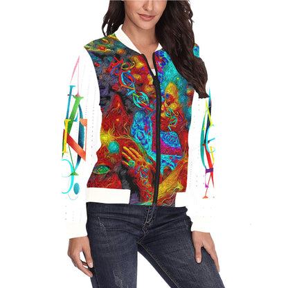 Women's All Over Print Bomber Jacket(Model H36)