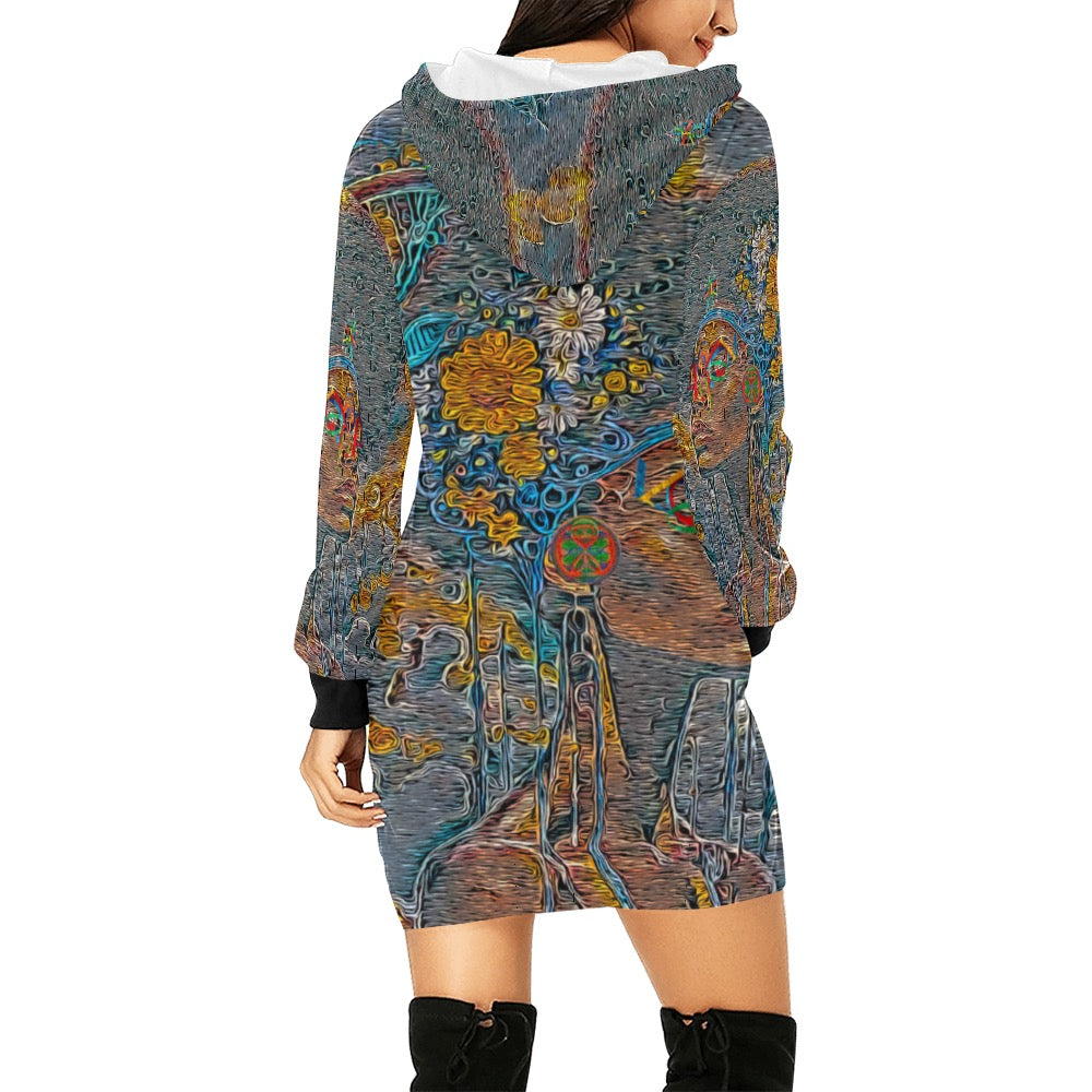 Women's All Over Print Hoodie Mini Dress (H27)