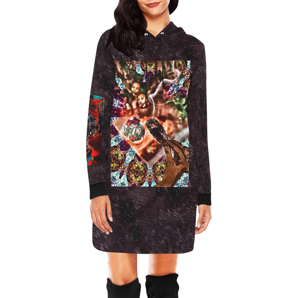 Women's All Over Print Hoodie Mini Dress (H27)