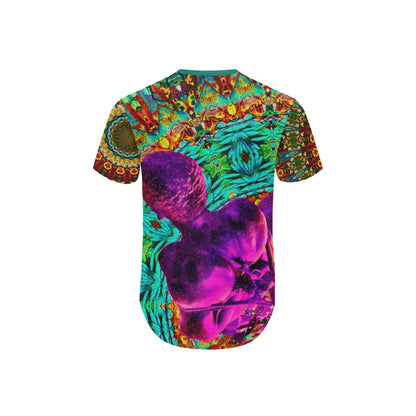 Men's All Over Print Curved Hem T-Shirt (T76)