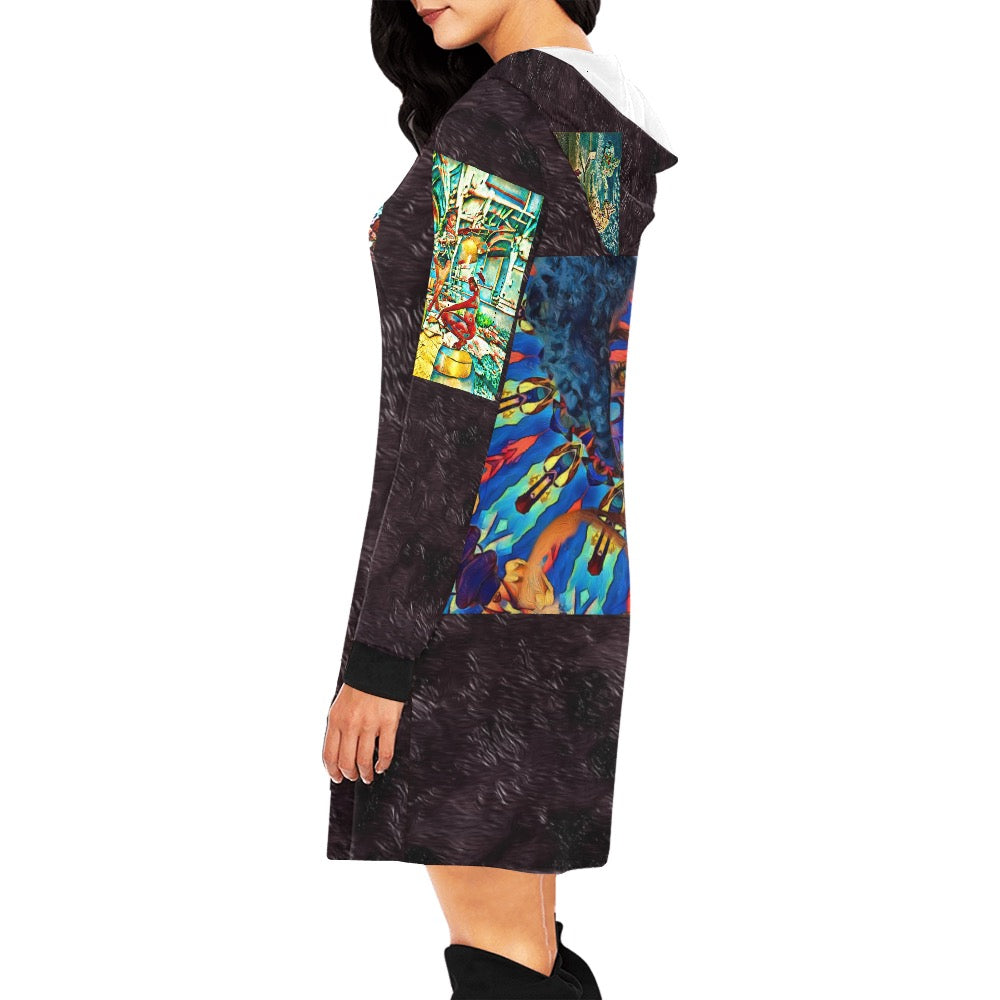 Women's All Over Print Hoodie Mini Dress (H27)